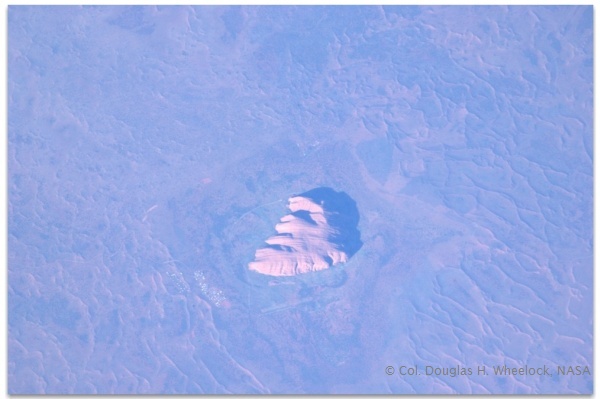 Photo of Uluru taken from space craft