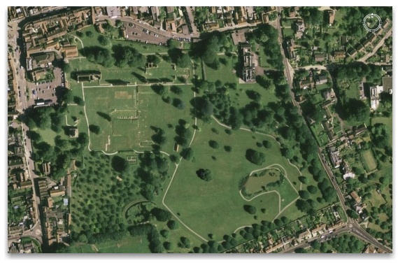 Aerial View of Glastonbury Abbey Site, UK