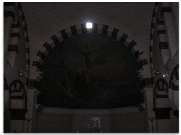 Inside the small chapel at Plan d'Aup - an orb is visible in the photo