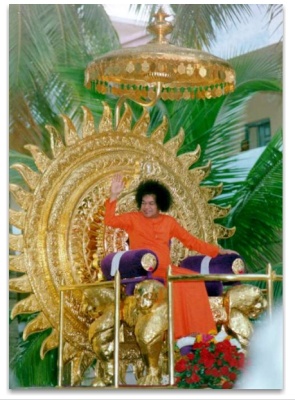 Sai Baba on the Golden Chariot of the Sun