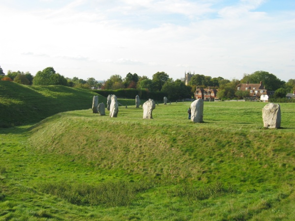 Ditch and stone circle, Avebury, UK