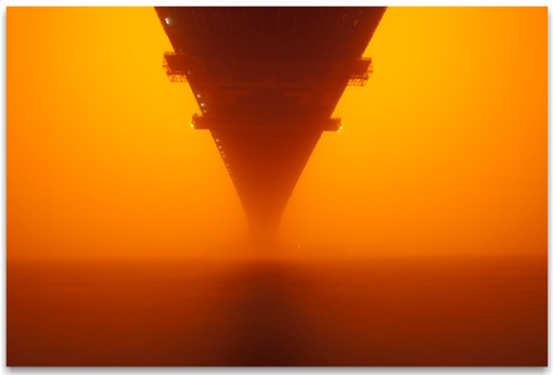 Looking under Sydney Harbour Bridge in the Dust Storm
