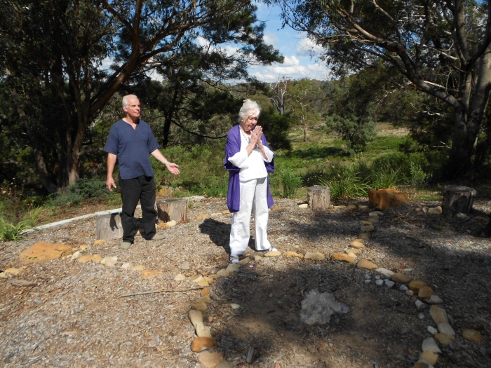 Valerie Barrow and John Gray begin the invocation at the Equinox Ceremony with the Alcheringa Crystal
