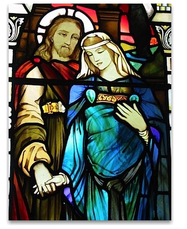 Stained Glass image of Issa and Mary Magdalen in Kilmore Church, Dervaig, Scotland