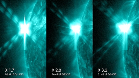 Three Monster Solar Flares