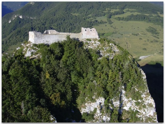 View of the fortress at Montségur from the air