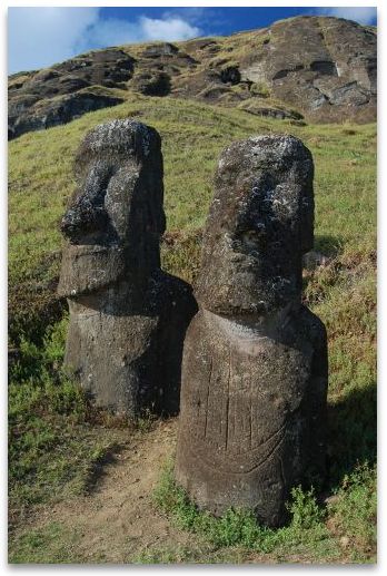 Easter Island Statue with boat inscription on the front