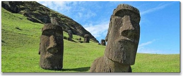 Easter Island Statue buried to head line