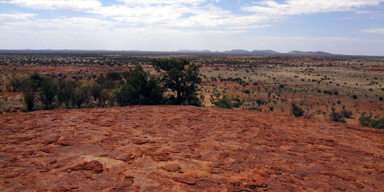 On top of Cave Hill showing rock is the same as at Uluru with flecks of Feldspar