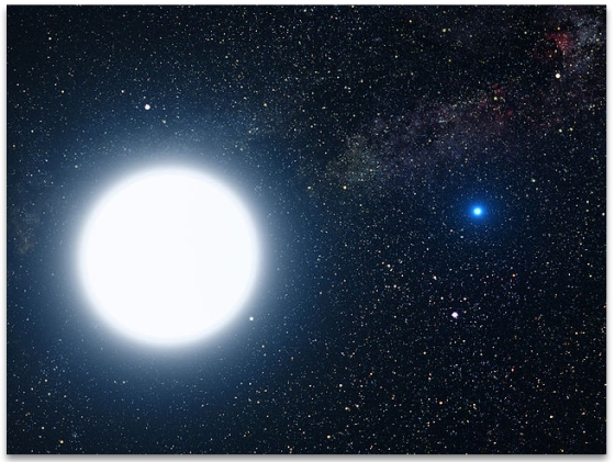 Sirius, the brightest star in our skies, with its binary twin in the distance