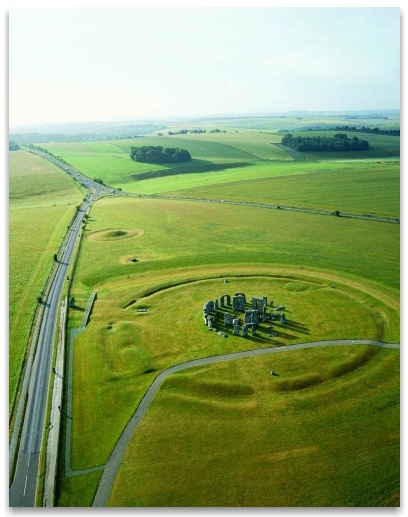 Photo of Stonehenge World Heritage Site - covers 2,600 hectares (6,500 acres) of chalk lowland and arable fields in Wiltshire.